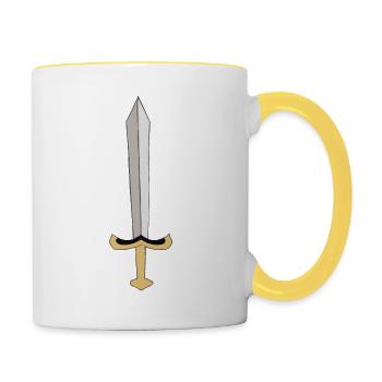 Schwert - Tasse zweifarbig - Weiß/Gelb - Rechts