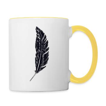 Feder - Tasse zweifarbig - Weiß/Gelb - Rechts