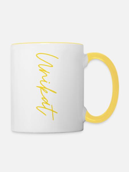 Unikat - Tasse zweifarbig - Weiß/Gelb