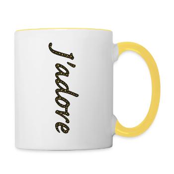 Traînée d'étoiles dorées cursive - Mug contrasté - blanc/jaune - Droite