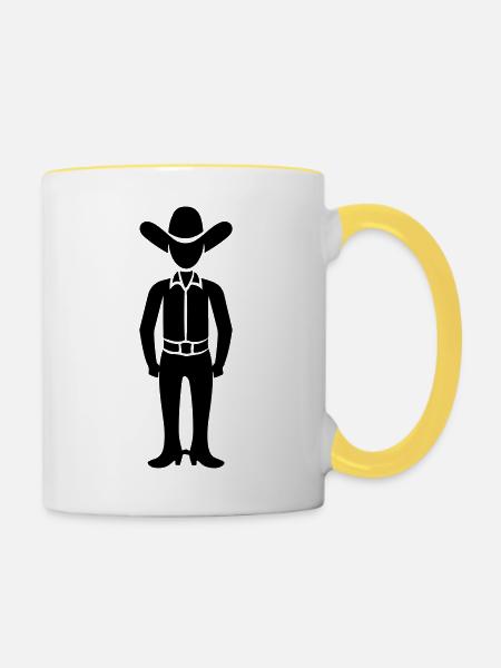 Cowboy - Tasse zweifarbig - Weiß/Gelb