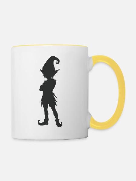 elfe_silhouette- - Tasse zweifarbig - Weiß/Gelb