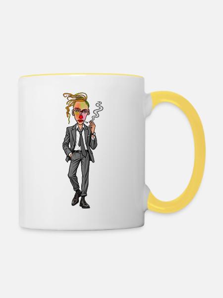Grau Gangsterlook - Tasse zweifarbig - Weiß/Gelb