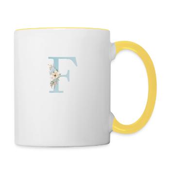 Monogramme F Floral personnalisable - Mug contrasté - blanc/jaune - Droite