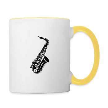 saxophone - Mug contrasté - blanc/jaune - Droite