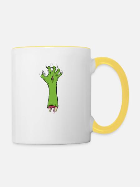 Zombie Greifer - Tasse zweifarbig - Weiß/Gelb