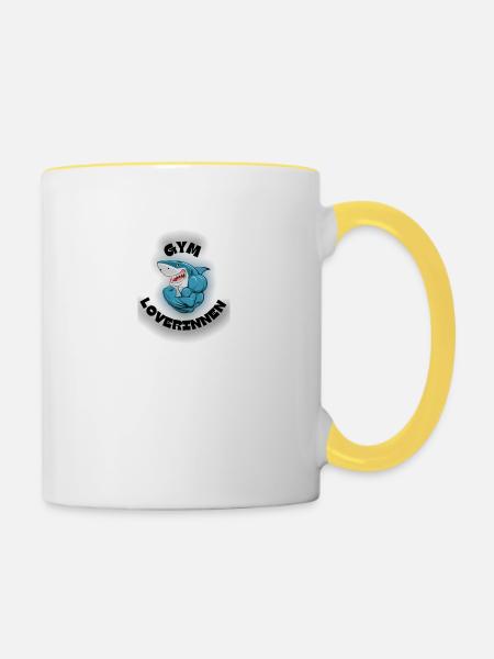 Emaile Tasse - Tasse zweifarbig - Weiß/Gelb