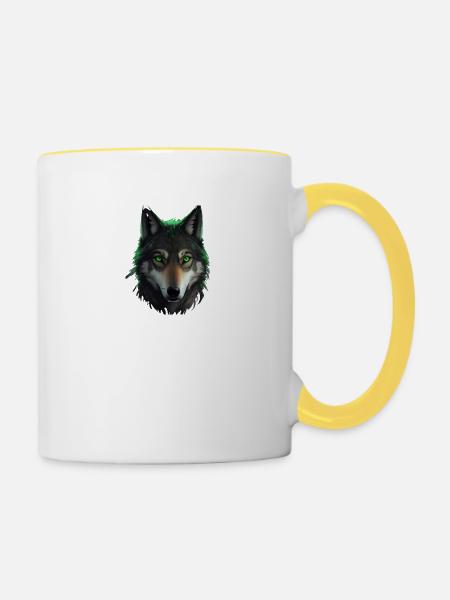 Green Wolf - Tasse zweifarbig - Weiß/Gelb
