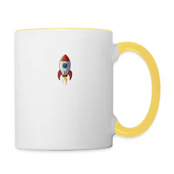 Comic Rakete - Tasse zweifarbig - Weiß/Gelb - Rechts