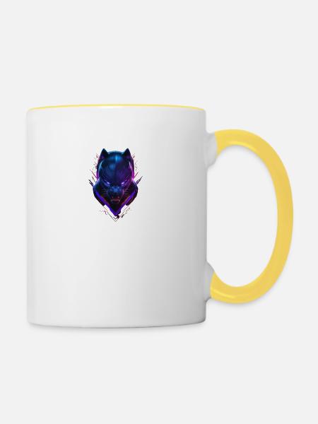 Schwarzer Panter - Tasse zweifarbig - Weiß/Gelb