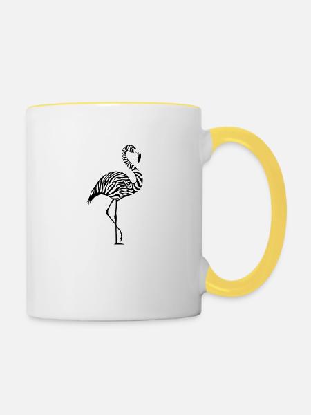 Flamingo - Tasse zweifarbig - Weiß/Gelb