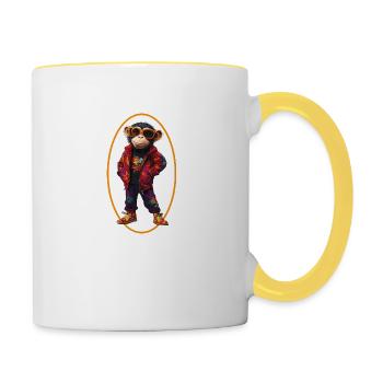 Schimpanse - Tasse zweifarbig - Weiß/Gelb - Rechts