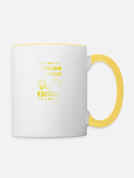 Thailand Drinking Spruch - Tasse zweifarbig - Weiß/Gelb