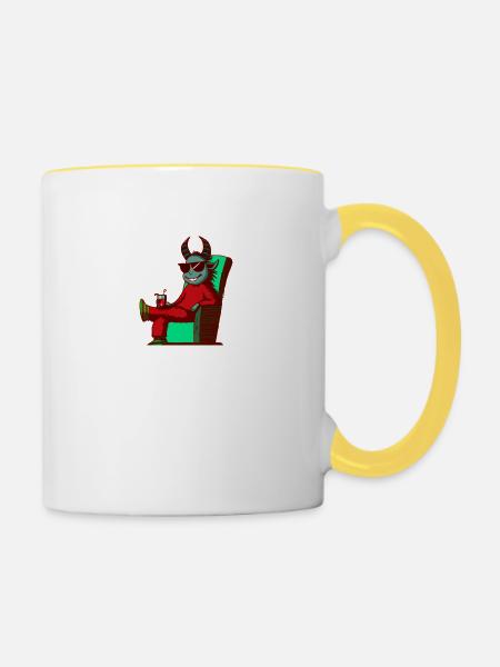 Krampus Percht Teufel 2302 - Tasse zweifarbig - Weiß/Gelb