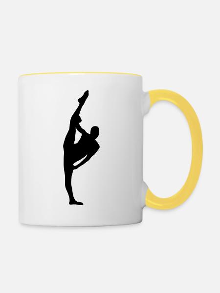 Vektor Balletttänzer Silhouette - Tasse zweifarbig - Weiß/Gelb