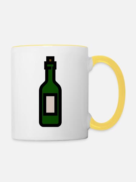 Weinflasche - Tasse zweifarbig - Weiß/Gelb