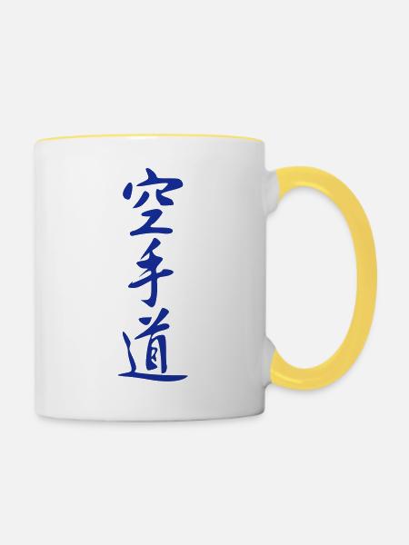 Karate - Tasse zweifarbig - Weiß/Gelb