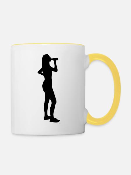drinking girl - Tasse zweifarbig - Weiß/Gelb