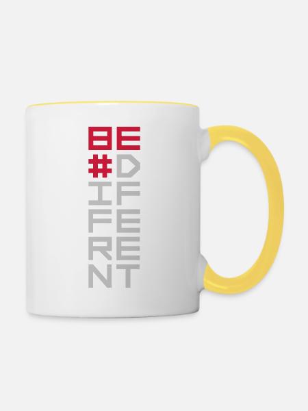 Be different Logo Design - Tasse zweifarbig - Weiß/Gelb