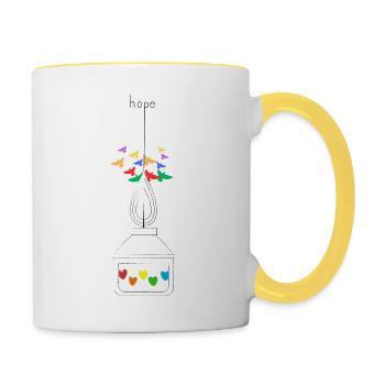 ESPOIR - Ensemble forts - Mug contrasté - blanc/jaune - Droite
