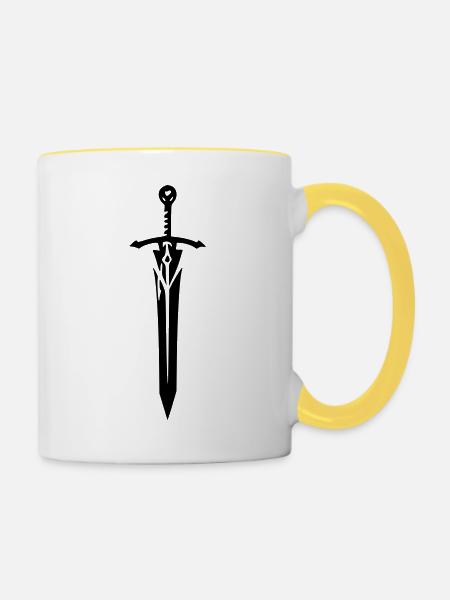 Schwert - Tasse zweifarbig - Weiß/Gelb