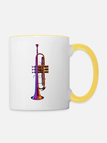 Trompete - Tasse zweifarbig - Weiß/Gelb