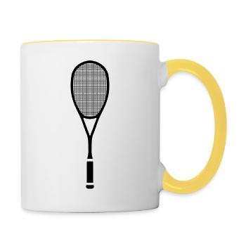 Squash Tennis Schläger geteilt - Tasse zweifarbig - Weiß/Gelb - Rechts
