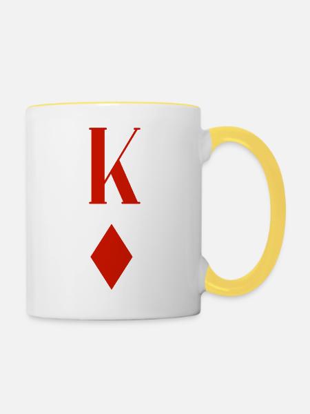 Karo König, King of Diamonds - Tasse zweifarbig - Weiß/Gelb