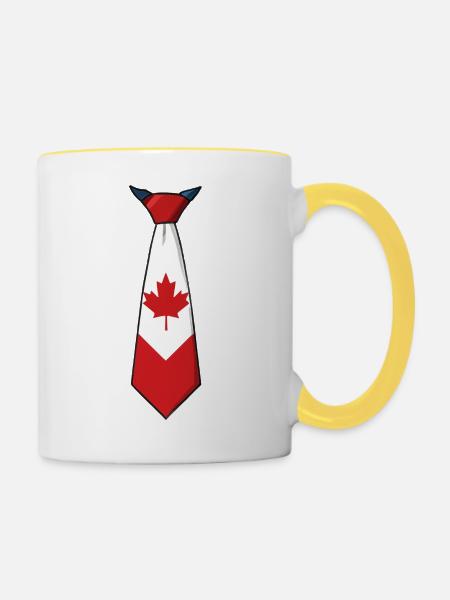 Canada Tie – Flaggendesign - Tasse zweifarbig - Weiß/Gelb