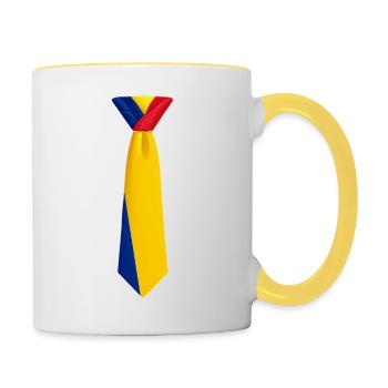 Romania Tie – Flaggendesign - Tasse zweifarbig - Weiß/Gelb - Rechts