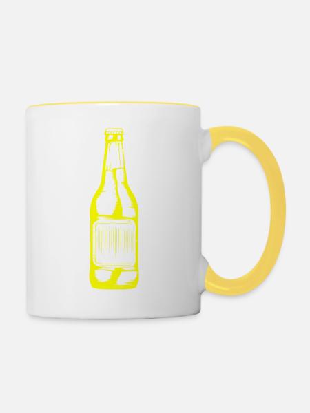 Bierflasche Bier - Tasse zweifarbig - Weiß/Gelb