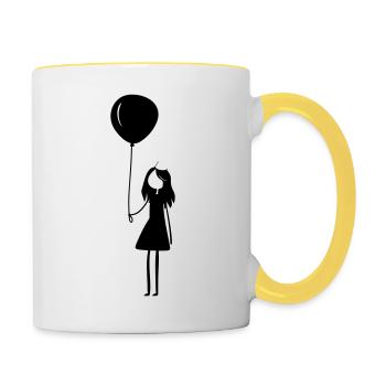 Birthday Balloon Girl Child - Contrasting Mug - white/yellow - Right