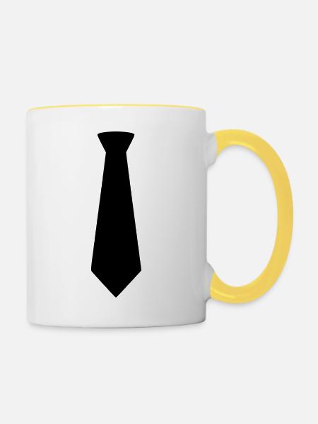 Black Tie - Tasse zweifarbig - Weiß/Gelb