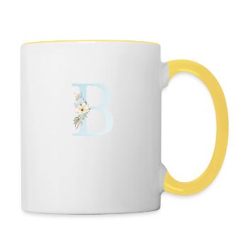 Monogramme B Floral personnalisable - Mug contrasté - blanc/jaune - Droite