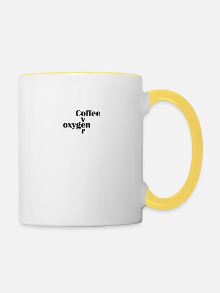Kaffee über Sauerstoff - Tasse zweifarbig - Weiß/Gelb