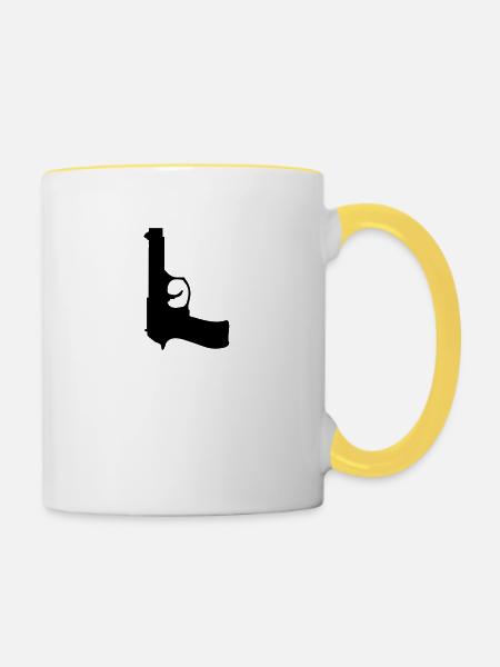 pistole - Tasse zweifarbig - Weiß/Gelb