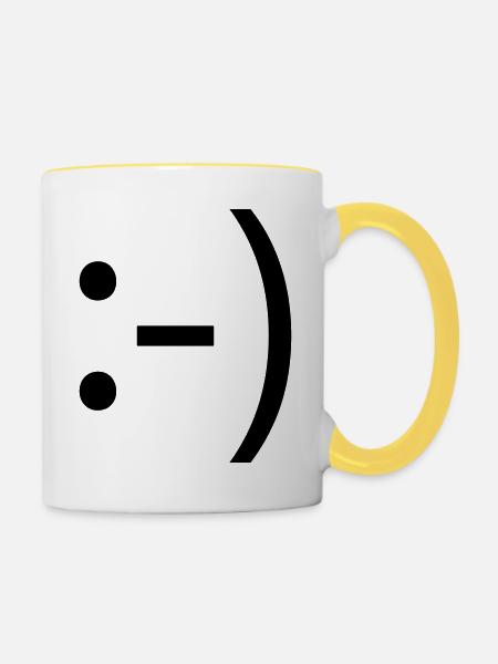 smile :-) - Tasse zweifarbig - Weiß/Gelb