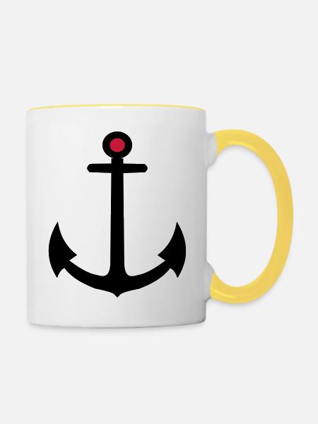 Anker - Tasse zweifarbig - Weiß/Gelb