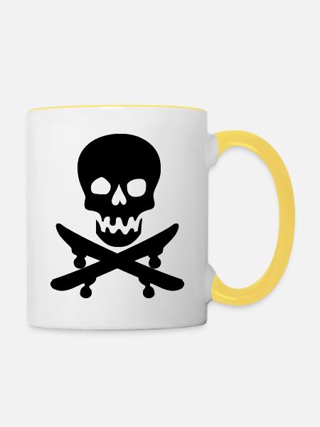 Skateboard - Tasse zweifarbig - Weiß/Gelb