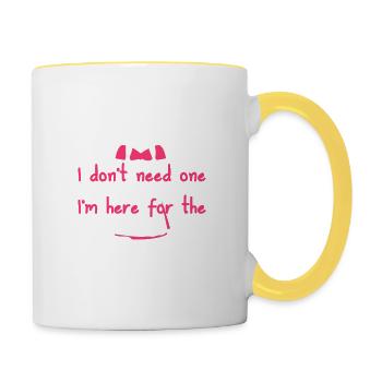 Dirndl? Ich brauche keinen, ich bin hier für den Wein - Tasse zweifarbig - Weiß/Gelb - Rechts