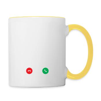 Gymnastik ruft! - Tasse zweifarbig - Weiß/Gelb - Rechts