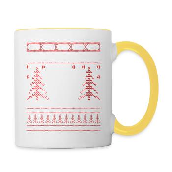 Eishockey - Ugly Christmas - Tasse zweifarbig - Weiß/Gelb - Rechts
