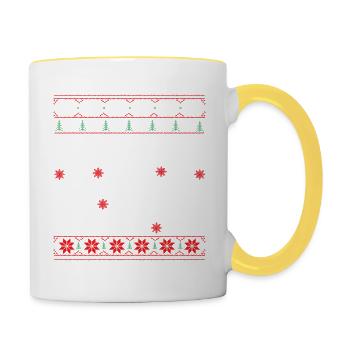 Ski - Noël laid - Mug contrasté - blanc/jaune - Droite