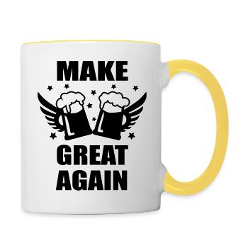 MAKE BEER GREAT AGAIN Mass Bier lustige Sprüche - Tasse zweifarbig - Weiß/Gelb - Rechts