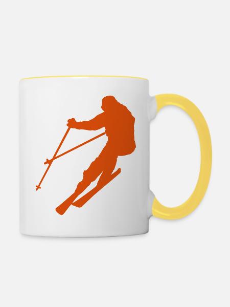Ski - Tasse zweifarbig - Weiß/Gelb