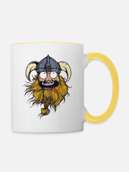 Crazy Viking - Tasse zweifarbig - Weiß/Gelb