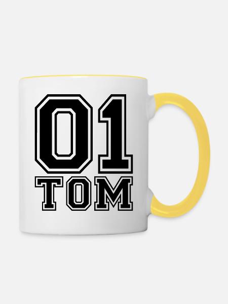Tom - Name - Tasse zweifarbig - Weiß/Gelb
