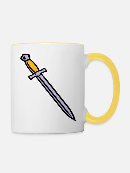 Schwert - Tasse zweifarbig - Weiß/Gelb