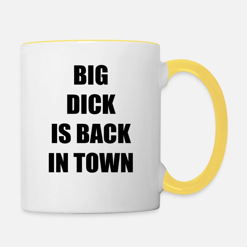 BIG DICK IS BACK IN TOWN - Contrasting Mug - white/yellow