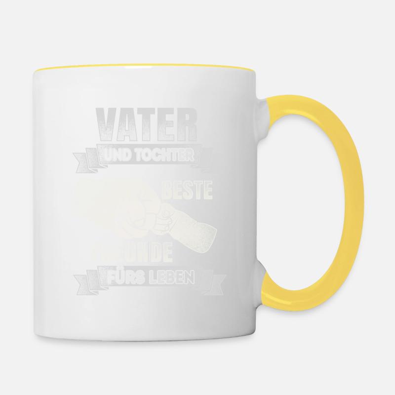 Vater und Tochter - Beste Freunde - DE - Tasse zweifarbig - Weiß/Gelb
